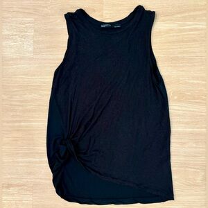 All Saints Mellon Tank Black Draped Knot Side Sleeveless Top Medium Classic